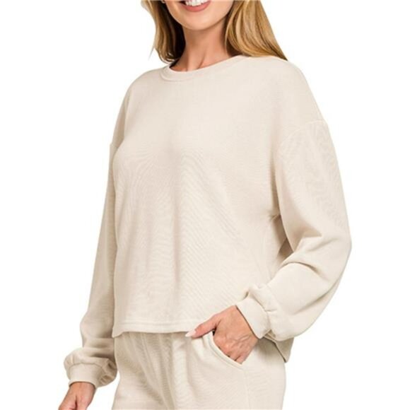 Zenana French Rib Pullover and Pants Set - Picture 3 of 3